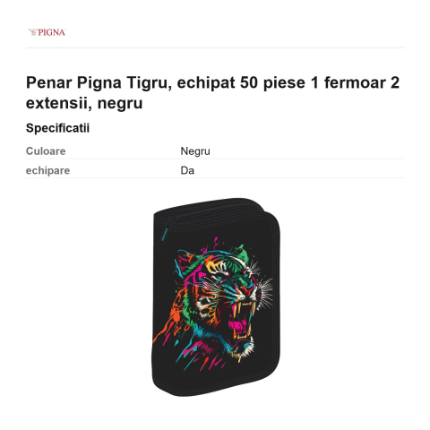 Penar Pigna Tigru, echipat 50 piese 1 fermoar 2 extensii, negru [2]