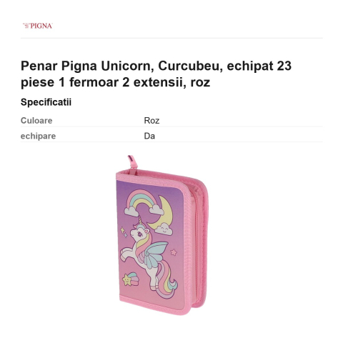 Penar Pigna Unicorn, echipat 23 piese 1 fermoar 2 extensii curcubeu, roz [2]