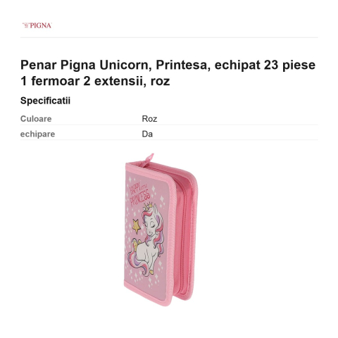 Penar Pigna Unicorn, echipat 23 piese 1 fermoar 2 extensii printesa, roz [2]