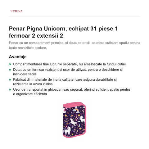 Penar Pigna Unicorn, echipat 31 piese 1 fermoar 2 extensii 2 [1]