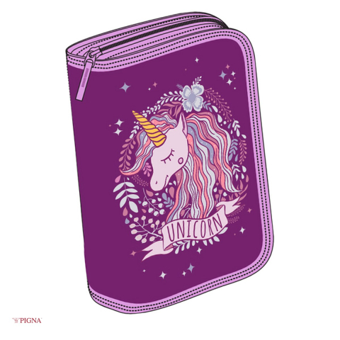 Organizare si arhivare - Penar Pigna Unicorn, echipat 50 piese 1 fermoar 2 extensii, mov