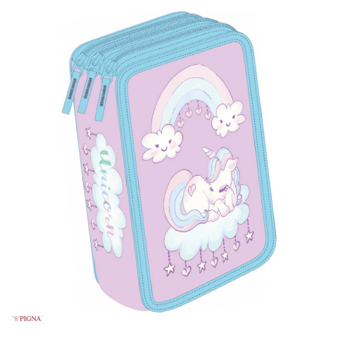 Penare scolare - Penar Pigna Unicorn, neechipat sf 3 fermoare, roz
