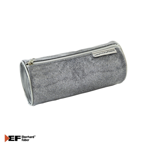 Bagaje si Accesorii - Penar tubular Eberhard Faber Jumbo Glitter, design glitter gri, pentru scoala si uz decorativ