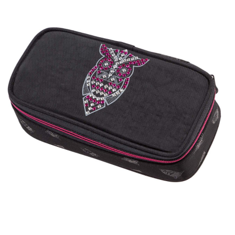 Bagaje si Accesorii - Penar Walker model Fame 2.0, oval, neechipat, 21 x 10 x 6 cm, cu fermoar, negru