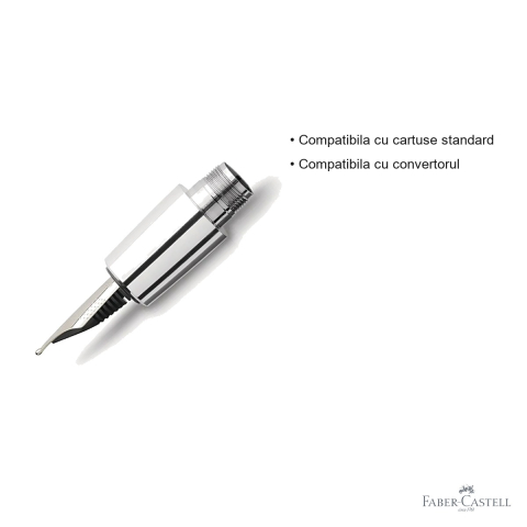 Penita stilou Faber-Castell E-Motion, otel inoxidabil, scriere extrafina, pentru colectia E-Motion [2]