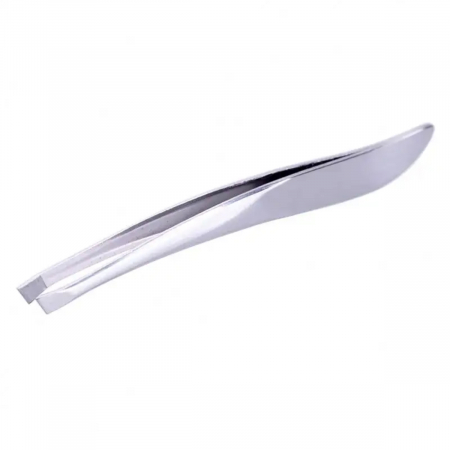 Pensete cosmetice - Penseta profesionala curbata, J44-V10 00004, pentru machiaj, lungime 90mm, argintie
