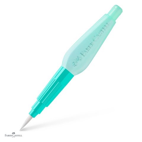 Handmade Creativ si Hobby - Pensula cu rezervor de apa Faber-Castell Tropical, varf M, turcoaz