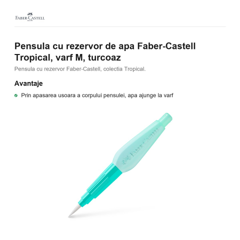 Pensula cu rezervor de apa Faber-Castell Tropical, varf M, turcoaz [1]