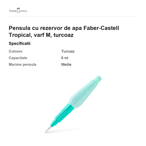 Pensula cu rezervor de apa Faber-Castell Tropical, varf M, turcoaz [2]