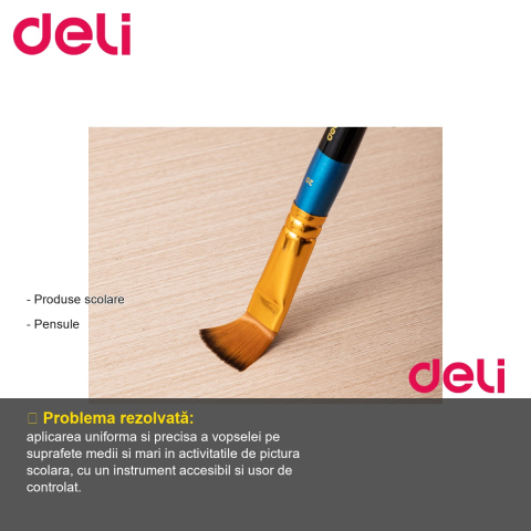Pensula cu varf tesit Deli No. 10, par nailon moale, pentru pictura si arte plastice [1]