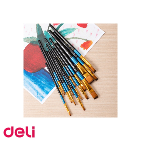 Pensula cu varf tesit Deli nr. 9, par nailon moale, pentru pictura si activitati scolare [4]
