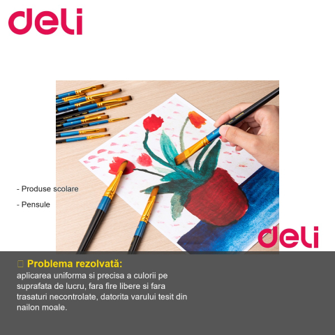 Pensula Deli nr. 6 varf tesit, par nailon moale, pentru pictura si desen [1]