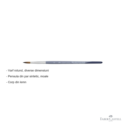 Pensula nr. 6 varf rotund Faber-Castell Creative Studio, par sintetic moale, pentru acuarela si culori solubile in apa [1]