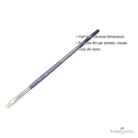 Pensula nr. 6 varf tesit Faber-Castell Creative Studio, par sintetic moale, pentru acuarela si culori solubile in apa [2]