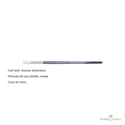 Pensula nr. 6 varf tesit Faber-Castell Creative Studio, par sintetic moale, pentru acuarela si culori solubile in apa [1]