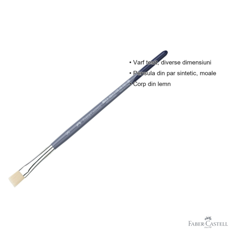 Pensula nr. 8 varf tesit Faber-Castell Creative Studio, par sintetic moale, pentru acuarela si culori solubile in apa [2]