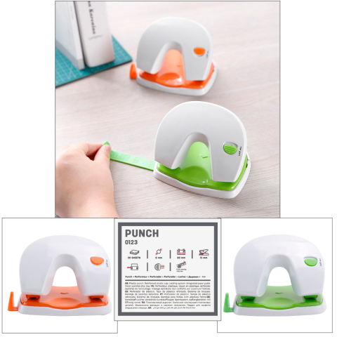 Perforator 20 coli E0123, constructie plastic cu baza metalica, 2 gauri, distanta 80 mm, culoare asortata [2]