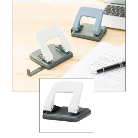 Perforator 20 coli metalic, cu 2 perforatii, diametru 6mm, distanta 80 mm, pentru birou si acasa, culoare asortata [2]