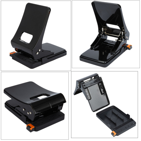 Perforator 45 coli E0143 negru, metalic, cu tehnologie patentata Efortless pentru reducerea efortului, distanta 80 mm, 860g [4]