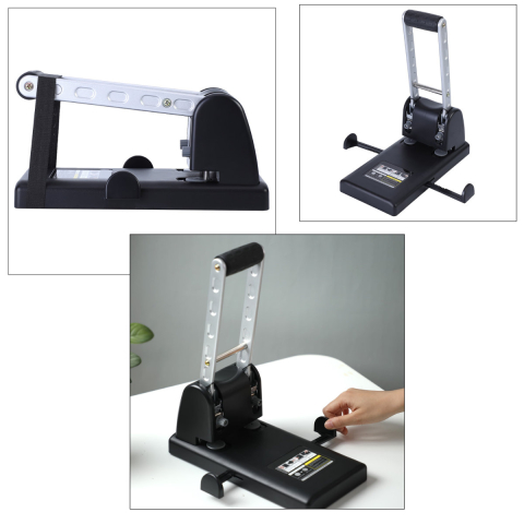 Perforator de mare capacitate 100 coli E0130, metalic, distanta 80 mm, negru, pentru birou si arhive profesionale [3]