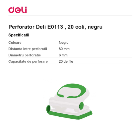 Perforator Deli E0113 , 20 coli, negru [2]