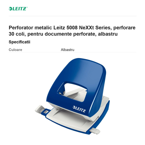 Perforator metalic Leitz 5008 NeXXt Series, perforare 30 coli, pentru documente perforate, albastru [2]