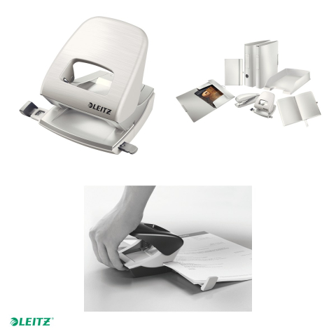 Perforator metalic Leitz Style 5006 NeXXt Series, perforare 30 coli, pentru documente perforate, alb Arctic [3]