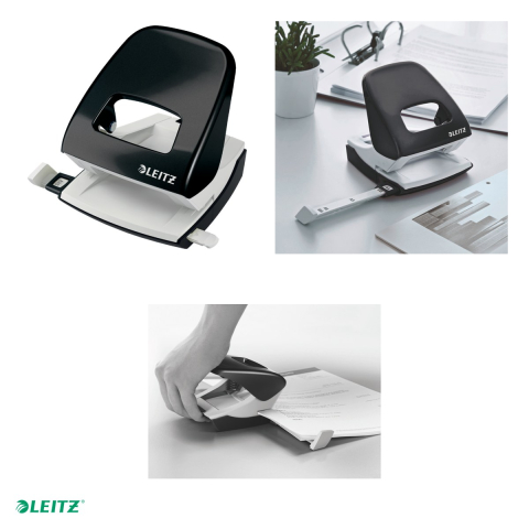 Perforator metalic Leitz WOW 5008 NeXXt Series, perforare 30 coli, pentru documente perforate, negru [3]