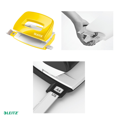 Perforator metalic Leitz WOW 5060 MINI NeXXt Series, perforare 10 coli, galben [3]