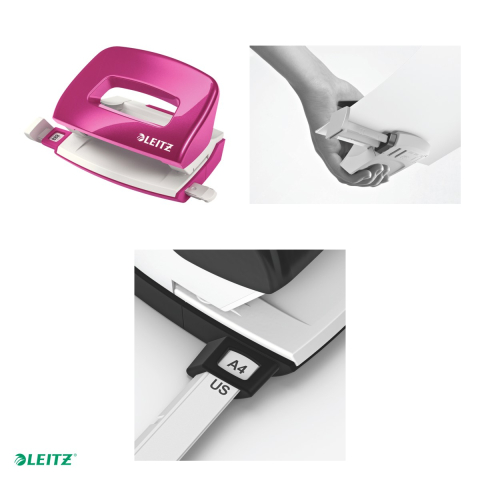 Perforator metalic Leitz WOW 5060 MINI NeXXt Series, perforare 10 coli, roz [3]