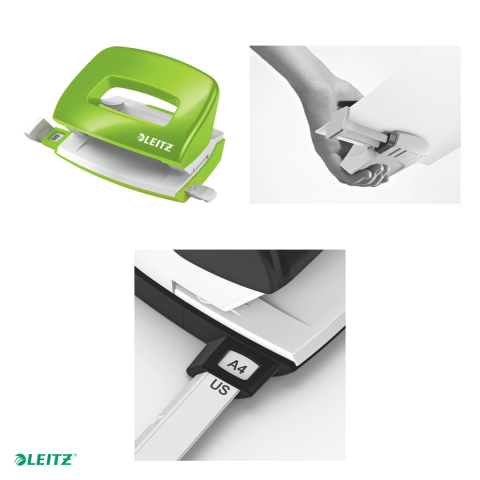 Perforator metalic Leitz WOW 5060 MINI NeXXt Series, perforare 10 coli, verde [3]