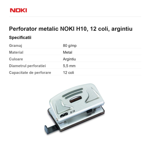 Perforator metalic NOKI H10, 12 coli, argintiu [2]