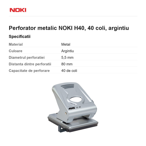 Perforator metalic NOKI H40, 40 coli, argintiu [2]