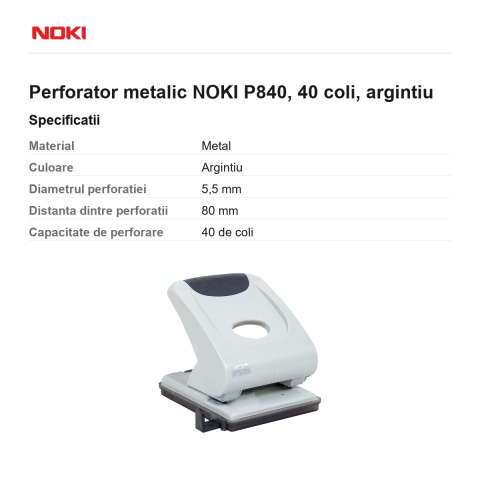 Perforator metalic NOKI P840, 40 coli, argintiu [2]