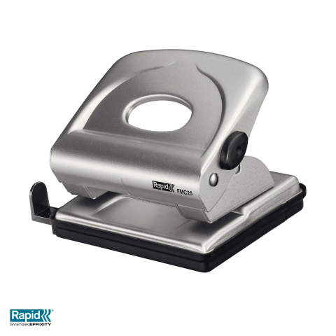 Birotica papetarie - Perforator metalic Rapid FMC25, 25 coli, 57x115x12 mm, argintiu