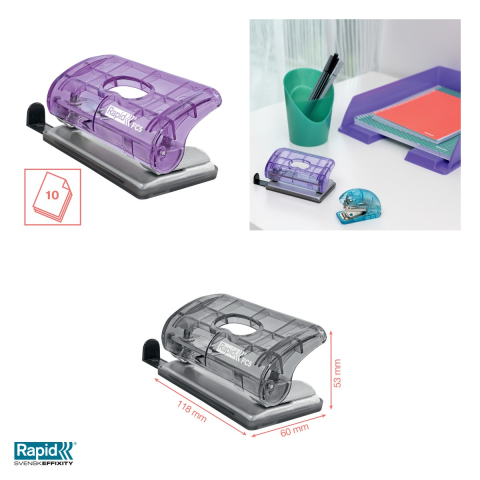 Perforator mic Rapid Colour'Breeze FC5, 2 perforatii, 10 coli, lavanda [3]