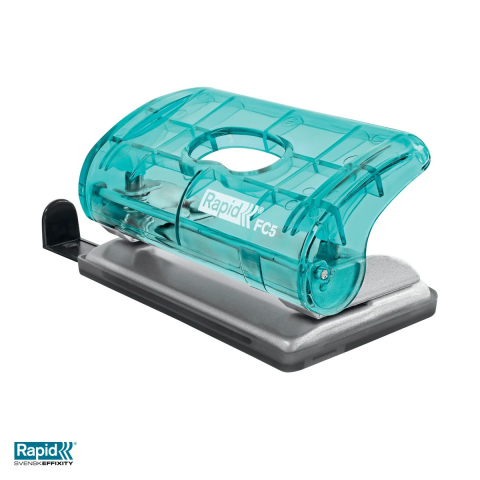 Tehnica de birou - Perforator mic Rapid Colour Ice FC5, 2 perforatii, 10 coli, albastru