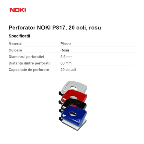 Perforator NOKI P817, 20 coli, rosu [2]