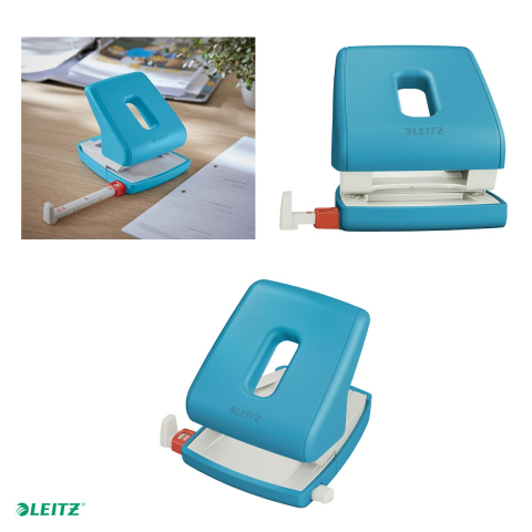 Perforator plastic Leitz Cosy 5004, pentru documente perforate, perforare 30 coli, albastru Celest [3]