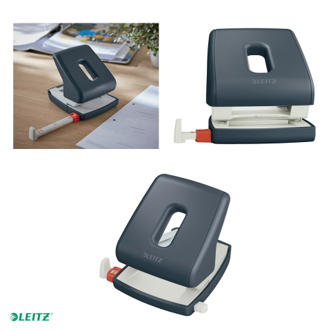 Perforator plastic Leitz Cosy 5004, pentru documente perforate, perforare 30 coli, gri Antracit [3]