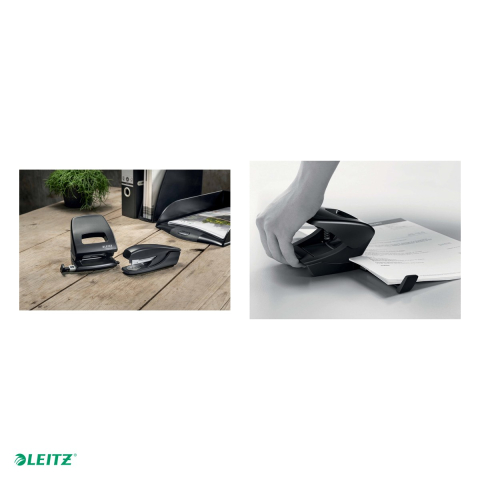 Perforator plastic Leitz Recycle NeXXt Series, perforare 30 coli, pentru documente perforate, negru [4]
