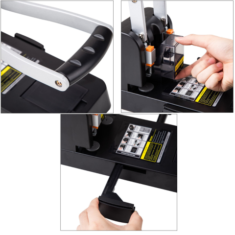 Perforator profesional 150 coli, distanta 80 mm, diametru 6 mm, constructie metalica, negru, pentru arhivare voluminoasa [2]