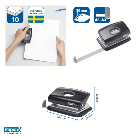 Perforator Rapid FC10, 10 coli, negru [3]