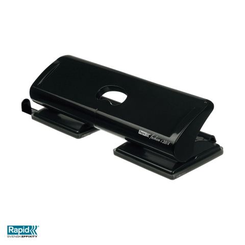 Birotica papetarie - Perforator Rapid FC20/4 cu 4 perforatii, 20 coli, 87x51x265 mm, negru