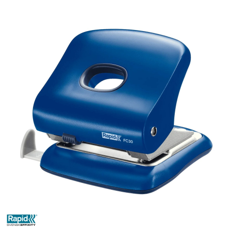 Birotica papetarie - Perforator Rapid FC30, 30 coli, 110x66x118 mm, albastru