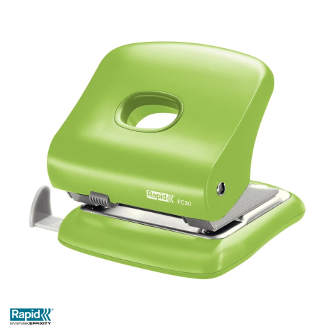 Birotica papetarie - Perforator Rapid FC30, 30 coli, 110x66x118 mm, verde deschis