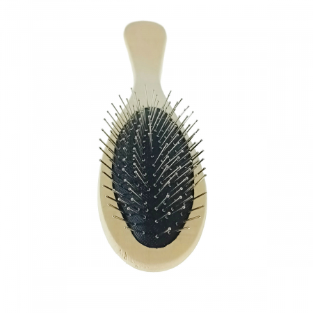 Perie de par din lemn natur, V3-325, cu perii tip ac gamalie metalice [1]