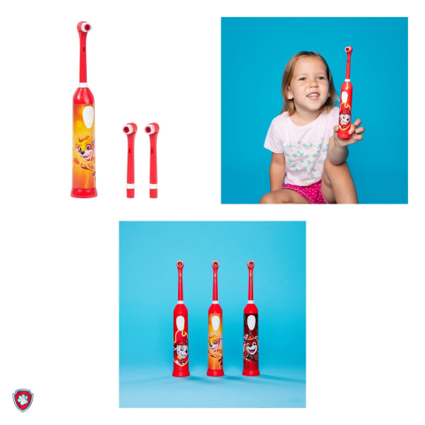 Periuta de dinti electrica Paw Patrol Kids Oscillating Kosmo, IPX4, 2 x baterie AAA, cu 3 capete interschimbabile, 6000 oscilatii pe minut, Rosie [3]