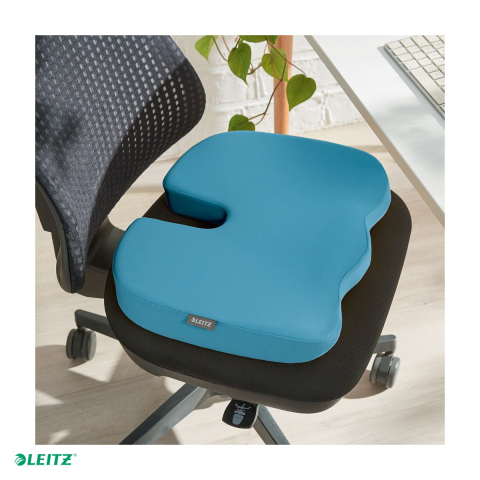 Pernuta ergonomica pentru scaun Leitz Cosy, din spuma cu memorie, husa lavabila, 355 x 75 x 455 mm, albastru celest [4]