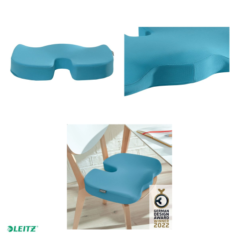 Pernuta ergonomica pentru scaun Leitz Cosy, din spuma cu memorie, husa lavabila, 355 x 75 x 455 mm, albastru celest [3]
